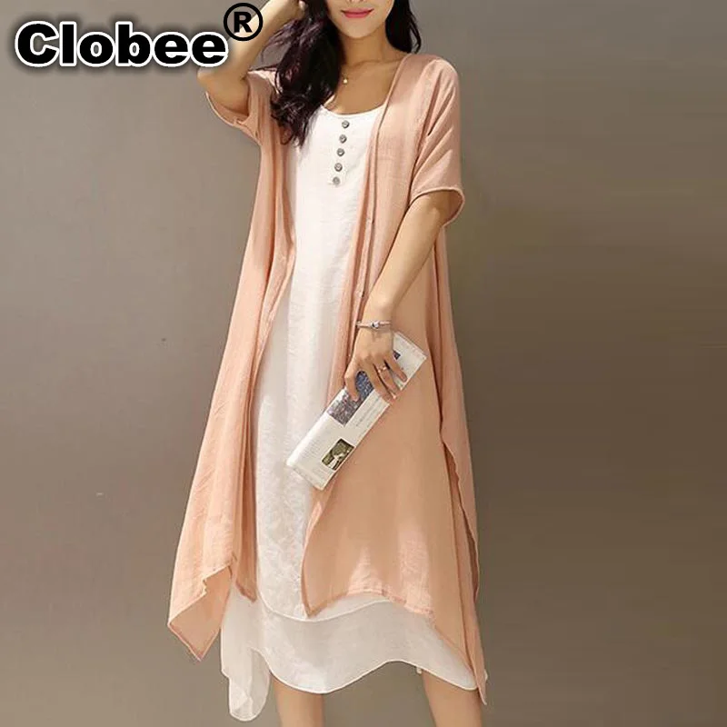 Женское Хлопковое платье в стиле ретро свободное льняное большого размера из