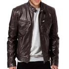 Мужская кожаная куртка, черная или коричневая Повседневная байкерская куртка, верхняя одежда для осени, 2020