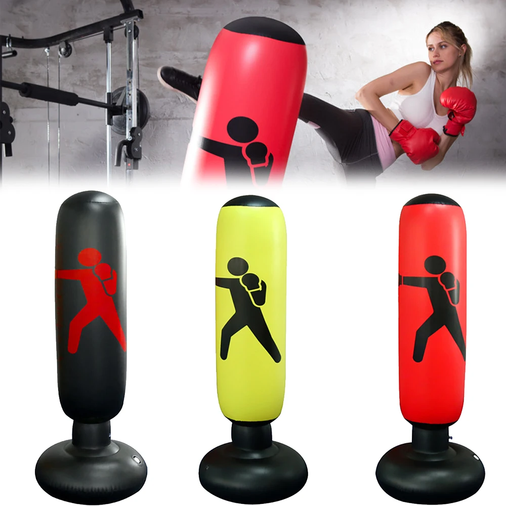 

1.6m Inflatable Boxing Sandbag Adult Children PVC Thickening Vertical Boxing Pillar Tumbler Muay Thai Punching Bag Gym Fitness