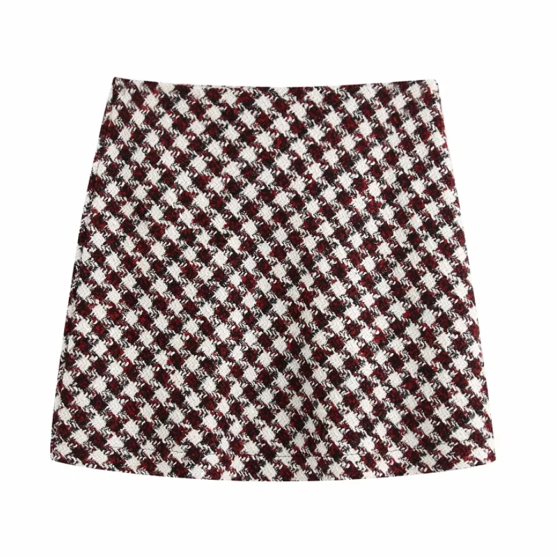 Женская винтажная клетчатая мини юбка QUN554 повседневная облегающая контрастных