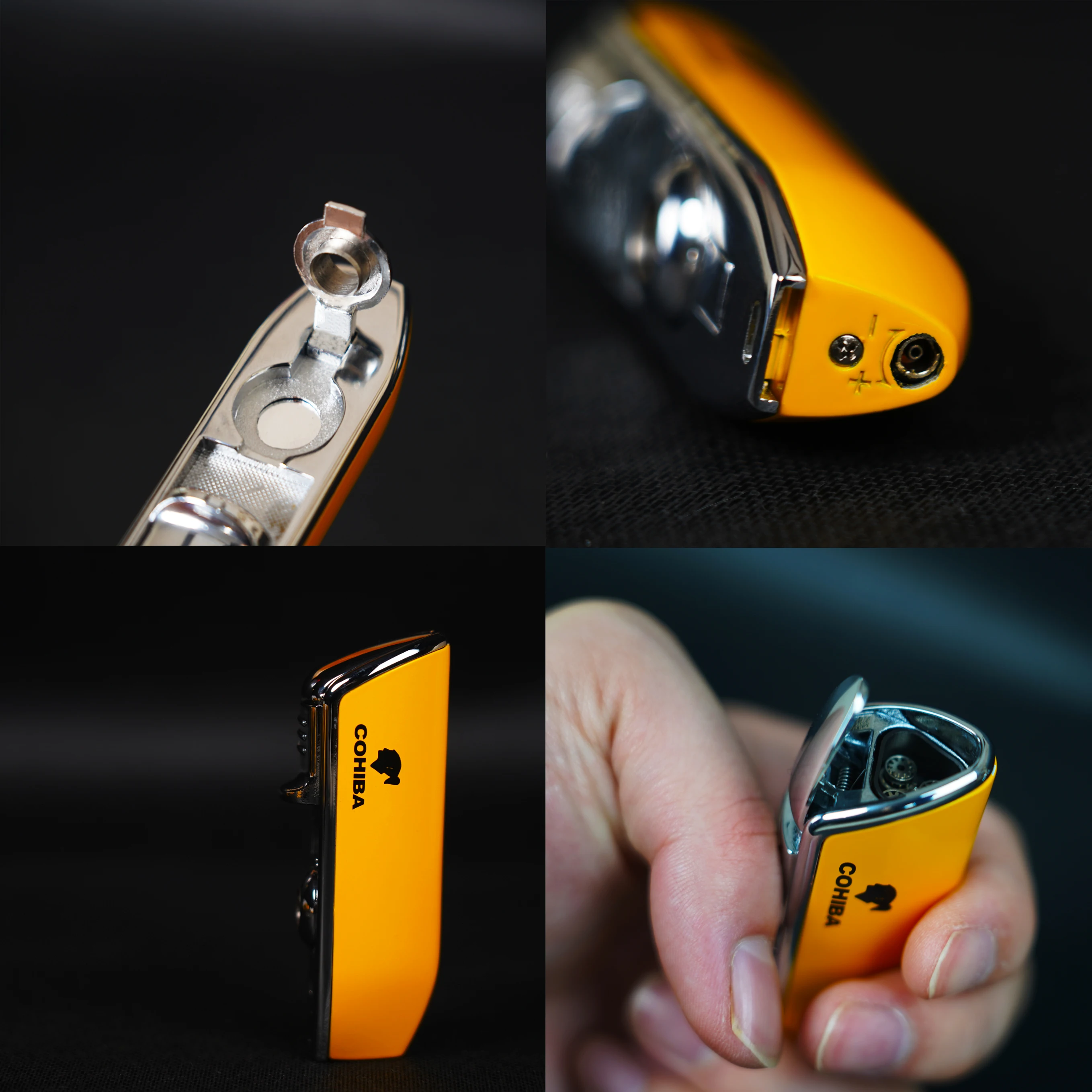 Металлическая ветрозащитная яркая Зажигалка Cohiba с 3 синими пламенями ручные
