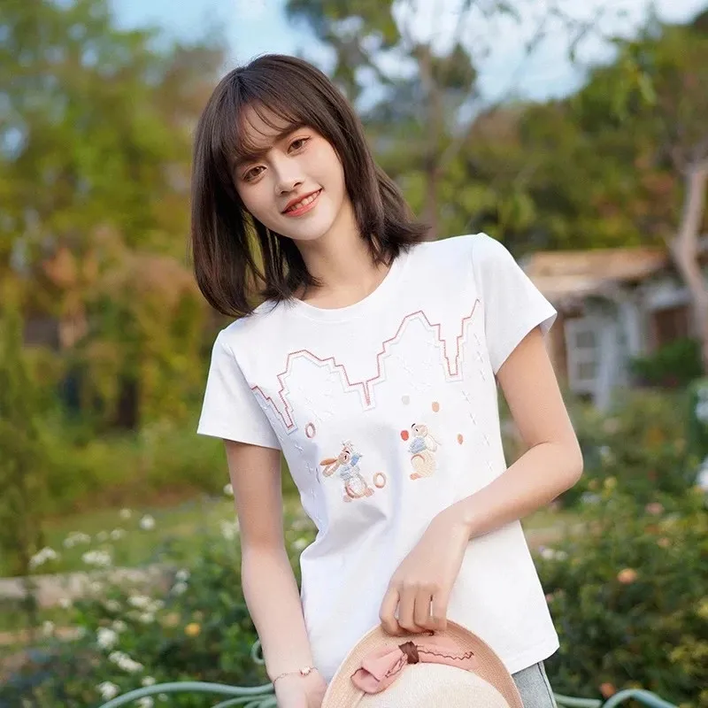 

Maglietta da donna a maniche corte in cotone di moda in cotone viola da donna