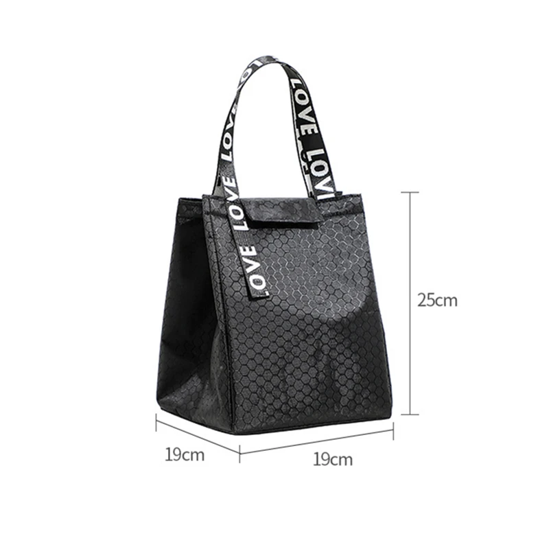 Portable Lunch Box Thermal Bag Large Capacity Picnic Work Food Insulated Cooler Tote Bento Storage Bag for Women Square Handbags images - 6