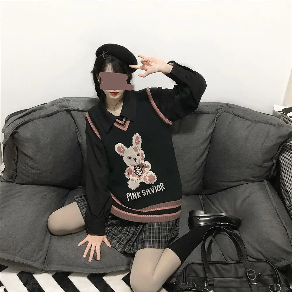 

Sweater oversize Autumn Winter Harajuku bunny Knitting korean fashion Y2K Women's sweaters Loose Pullover Gothic punk clothes