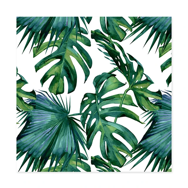 

Wall Art Abstract Tropical Jungle Green Leaves Square Paintings Nordic Palm Picture Canvas Poster Prints Living Room Decoration