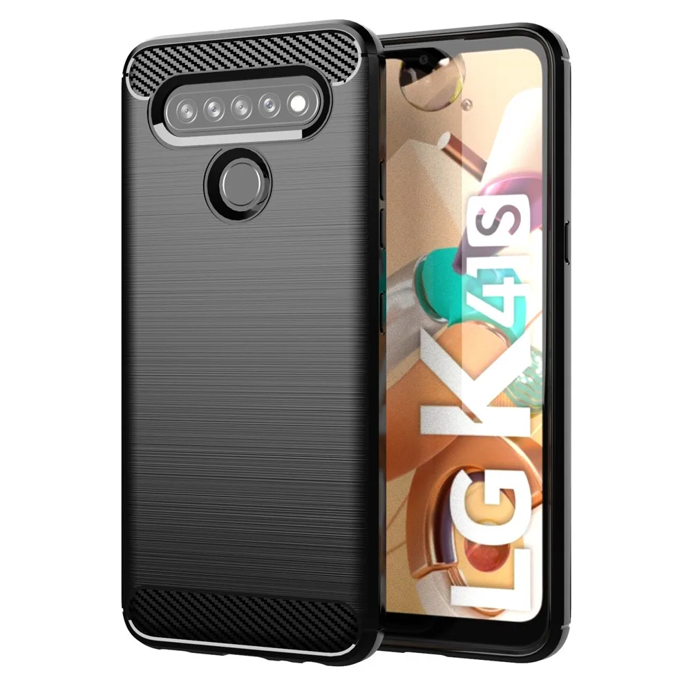 For LG K41S K51S Case Luxury Carbon Fiber Skin Full Soft Silicone Cover ShockProof Case For K 41S K 51S LGK41S LGK51S Phone Case
