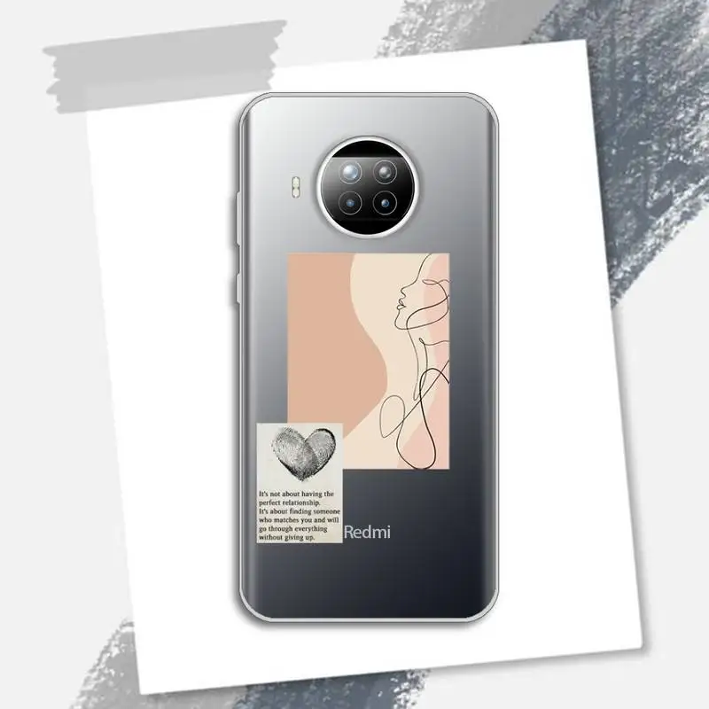 

Artistic Face Letter Phone Case Transparent for Xiaomi Redmi note 10 t 8 9 pro lite 11