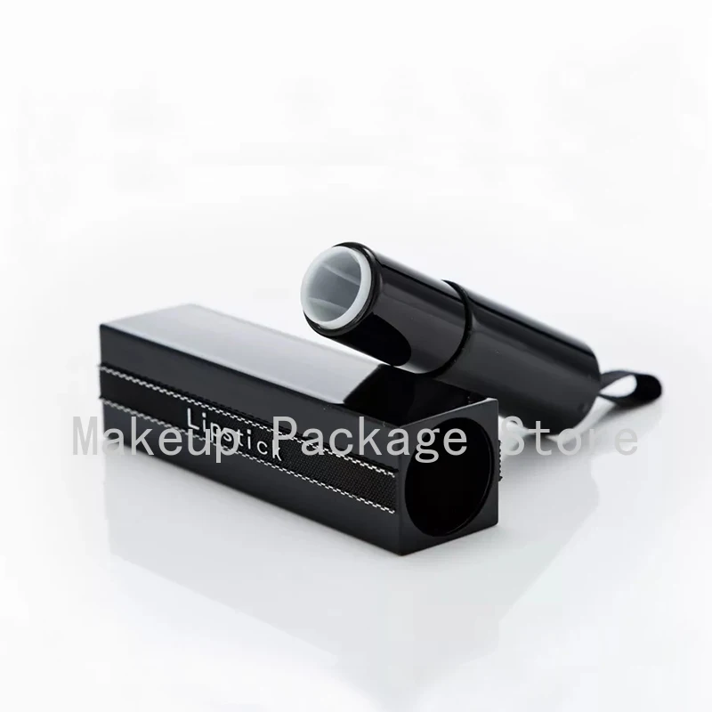 

10/30/50pcs Empty Black Square Rope Lipstick Tube 12.1mm Lip Balm Container Lipstick Shell Packaging Makeup Cosmetics Refillable