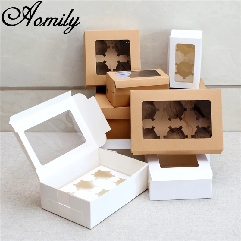 

Amoliy 2/4/6/12 Holes Cupcake Packing Box Muffin Box Biscuit Pastry Box Kraft Paper Box Cake Chocolate Packaging Baking Tools