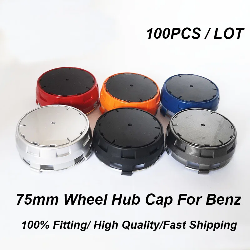 

Car Styling 100pcs 75mm 7.5cm Car Wheel High Center cap auto wheel hub emblem cover Blue/Red/Orange/Black/Gray/Silvery