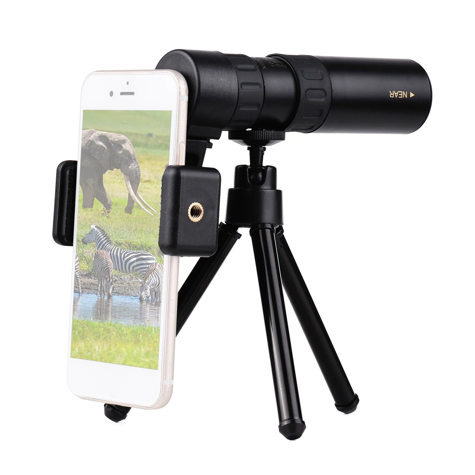 

10X-300X Mini Monocular Telescope Water-resistant with Phone Holder Mini Tripod Stand Carry Bag Photography Accessories Studio