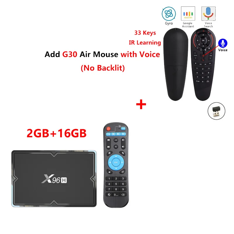 2GB16GB add g30s X96H Android 9,0 Смарт ТВ коробка Allwinner H603, 4 Гб оперативной памяти, 32 Гб встроенной памяти, BT4.1 2,4G 5G Wi-Fi 6K IPTV Set-top Box с 3 портами(стандарт Порты и разъёмы Media Player PK X96 Max - Цвет: 2GB16GB add g30s