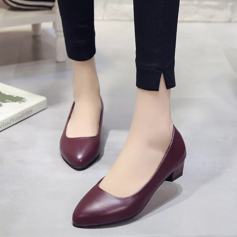 Новинка года Модные классические туфли из овчины на низком каблуке с острым