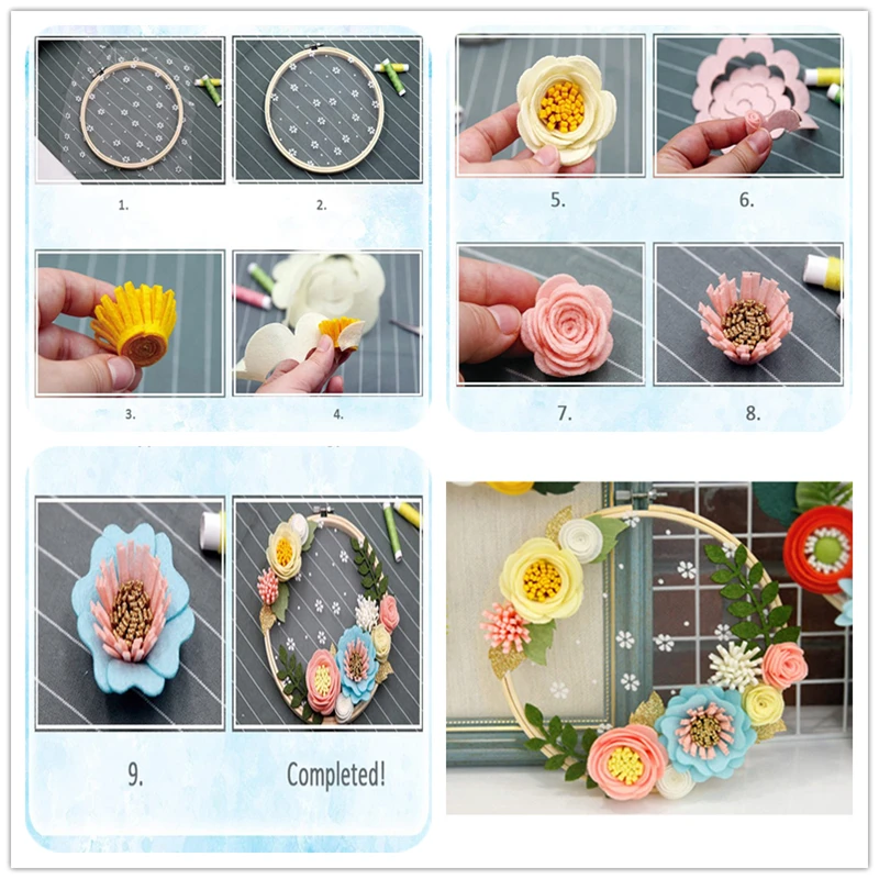 Сделай Сам Набор для рукоделия красивые фетровые цветы настенный фетр узорная