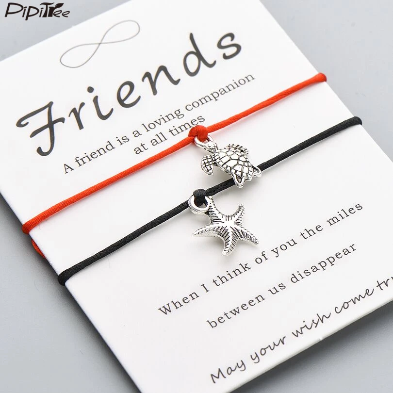 Браслеты Pipitree 2 шт./компл. Best Friends на удачу морская черепаха звезда Шарм браслет