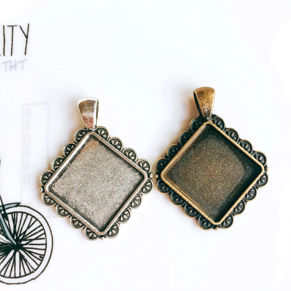 

5pcs/lot 20mm Necklace Pendant Setting Antique Bronze Silver Color Glass Cabochon Blank Base Supplies for Jewelry Finding T250