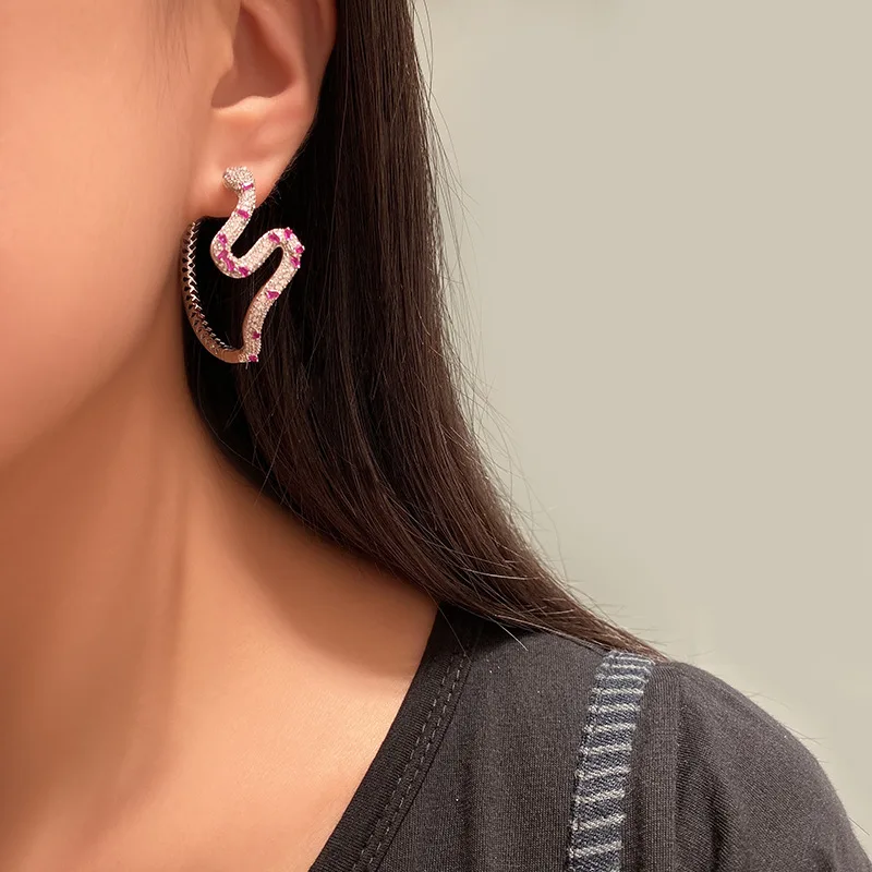 

Cold wind serpentine winding earrings online celebrity retro high sense design earrings ear buckle serpentine punk tide cool