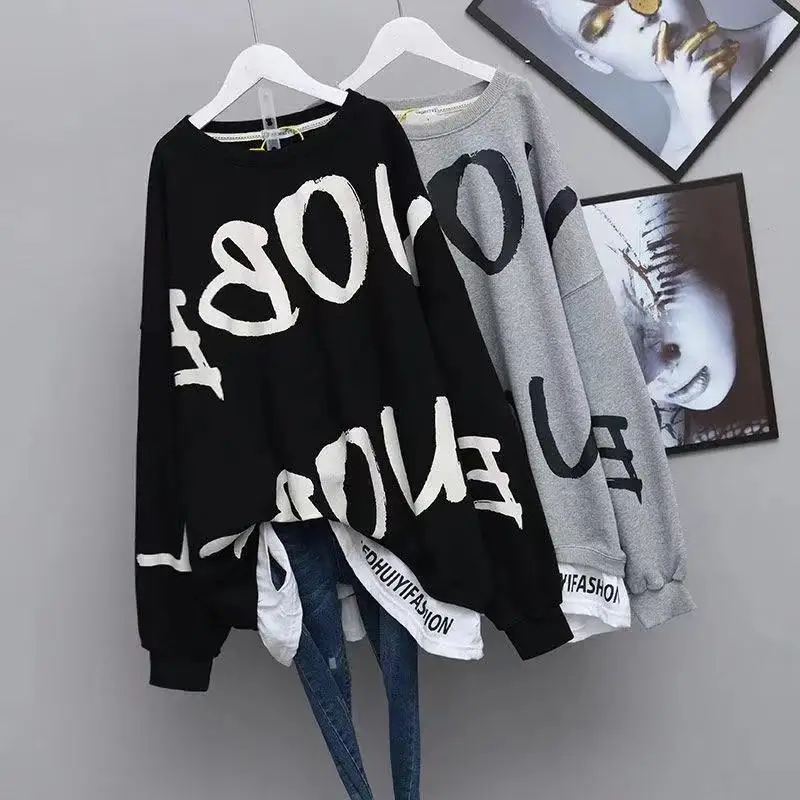 

Fake two thin sweater women 2021 new spring and autumn loose Korean version