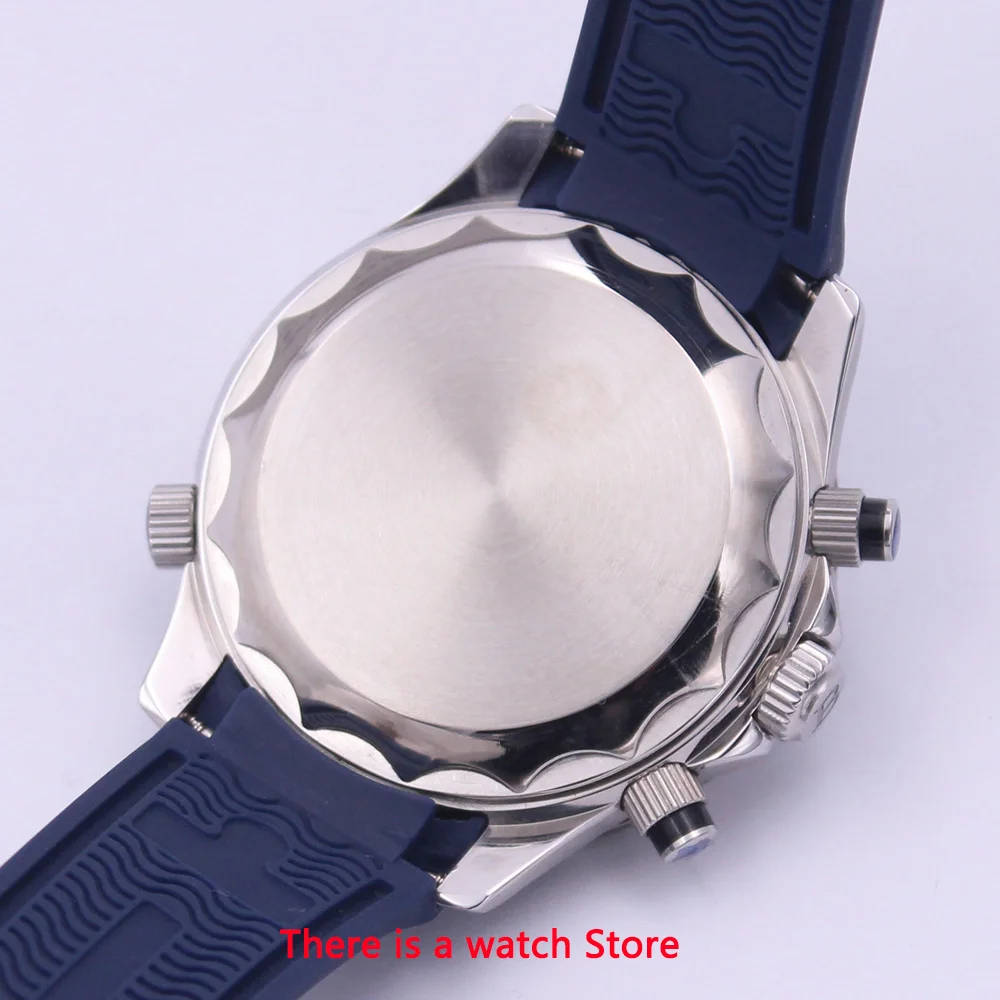 

Bliger 41mm Quartz Watch Men Sapphire Glass Luminous Waterproof Rubber Strap Calendar Sport Chronograph Function Wristwatch Men