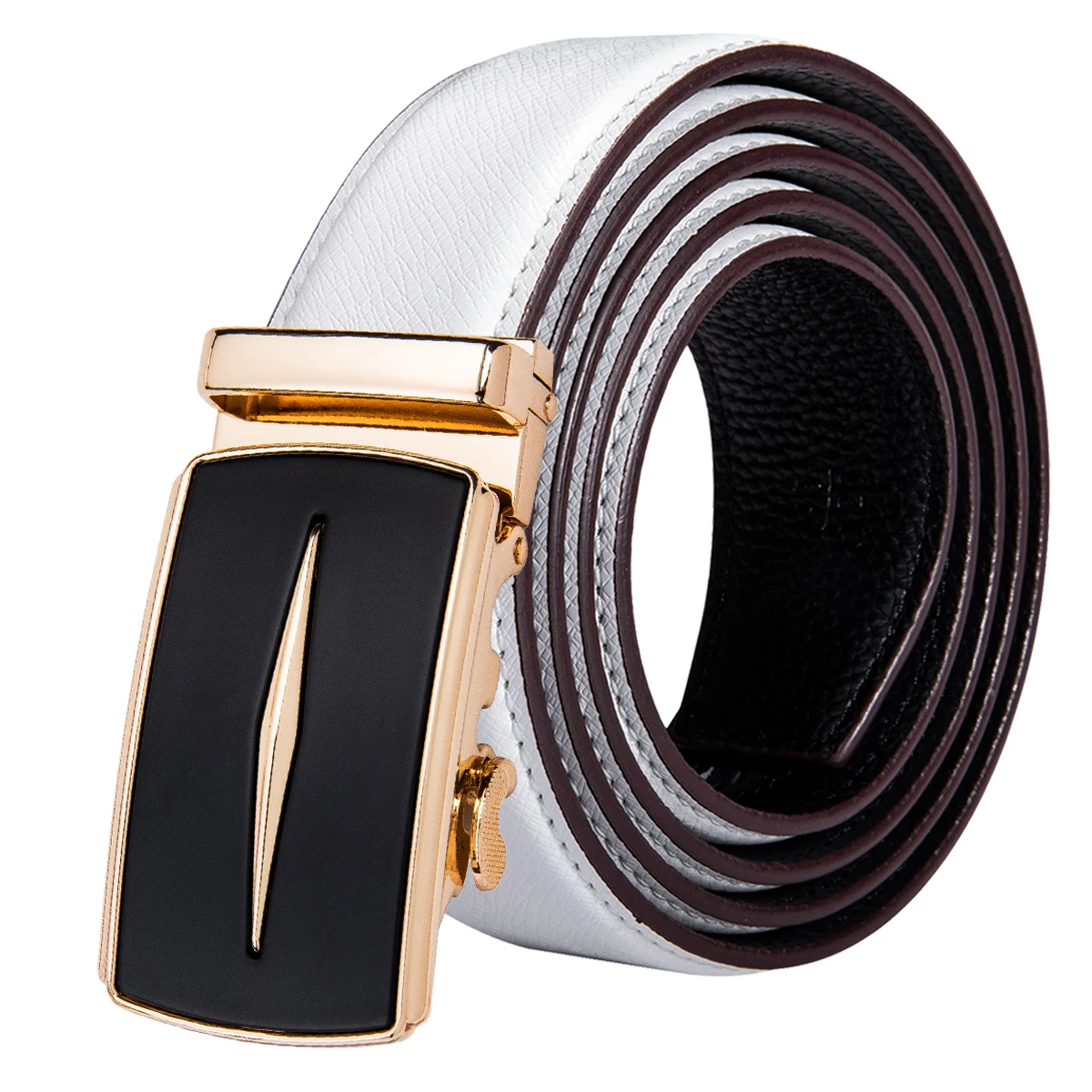 Hi Tie Брендовые мужские ремни из коровьей кожи золотые автоматические Храповые