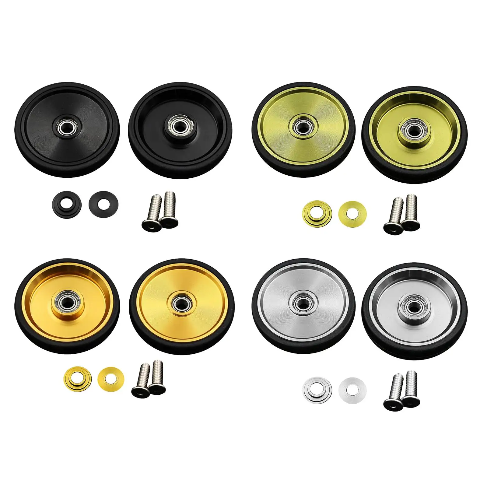 

1 Pair 55mm Aluminum Alloy Bicycle Easywheel with Bolts and Spacers Kit Modification Easy Wheel for Folding Bike