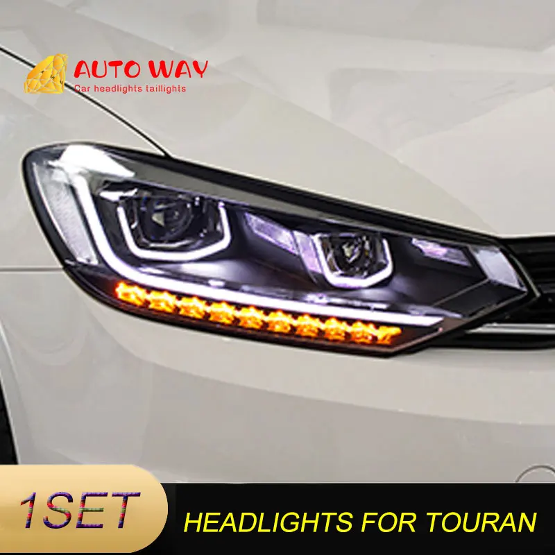 

Car stying Case For VW Touran Headlights 2017-2018 VW Touran Headlight DRL Bi Xenon led car lights Fog Lamp