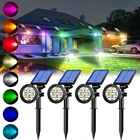 Уличные светильники на солнечной батарее, меняющая цвет RGB, наземная лампа для газона, IP65, 7 светодиодов, водонепроницаемые Ландшафтные точечные светильники, садовое украшение, уличное освещение