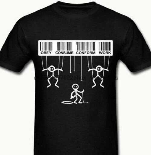 

Consume Conform Work Listen T shirt Tee Sheep Anti System Anarchy puppet