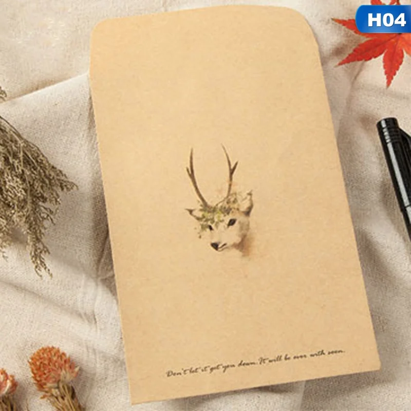 10 шт./Партия DIY конверт с оленем милые Ретро конверты из крафт-бумаги Подарочная