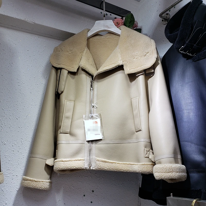 Бархатная Толстая куртка из искусственной кожи Женская Осенняя/зимняя одежда