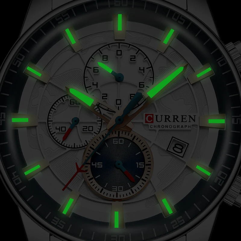 Мужские кварцевые часы Curren из нержавеющей стали спортивные наручные с