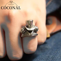 vintage frog ring for men and women retro punk animal ring ancient sliver rings couple jewelry party night club ring