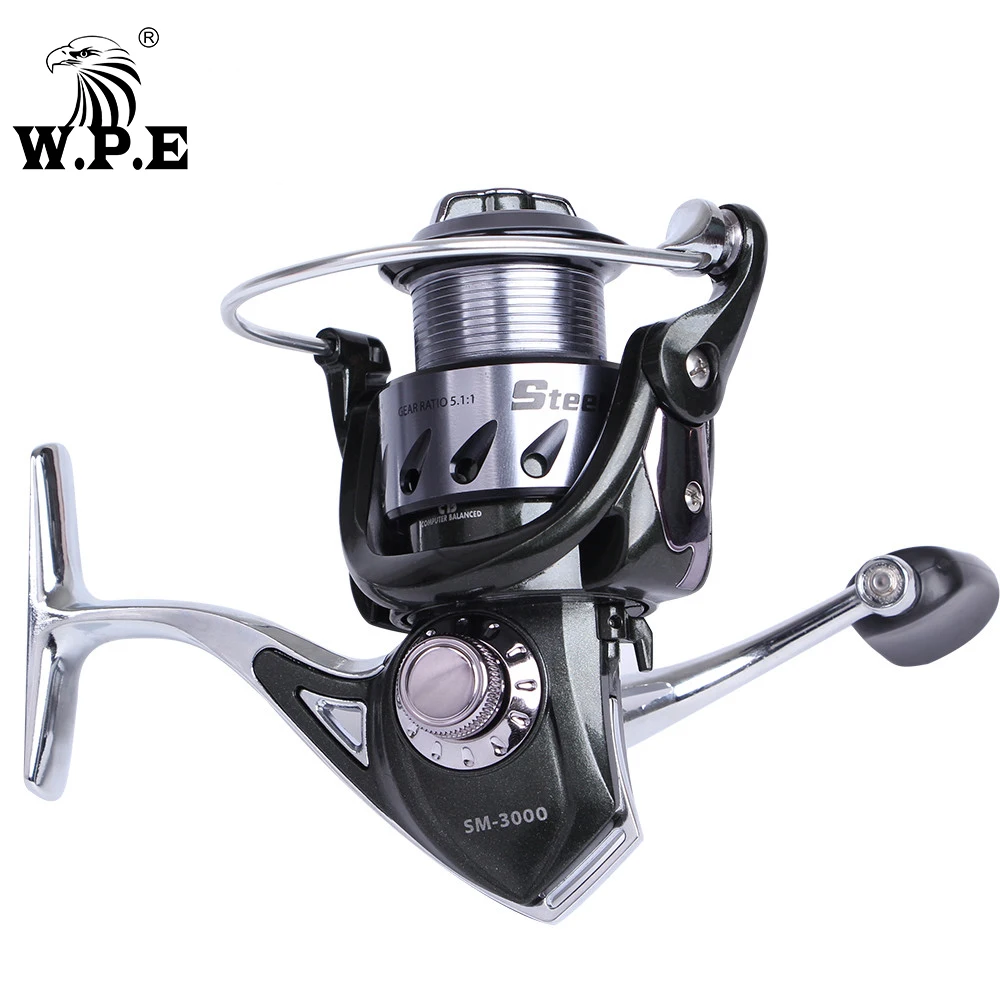 Спиннинговая Рыболовная катушка WPE Steel Man 2 2000 3000 4000 5000 6000 с 10 + 1 шарикоподшипником