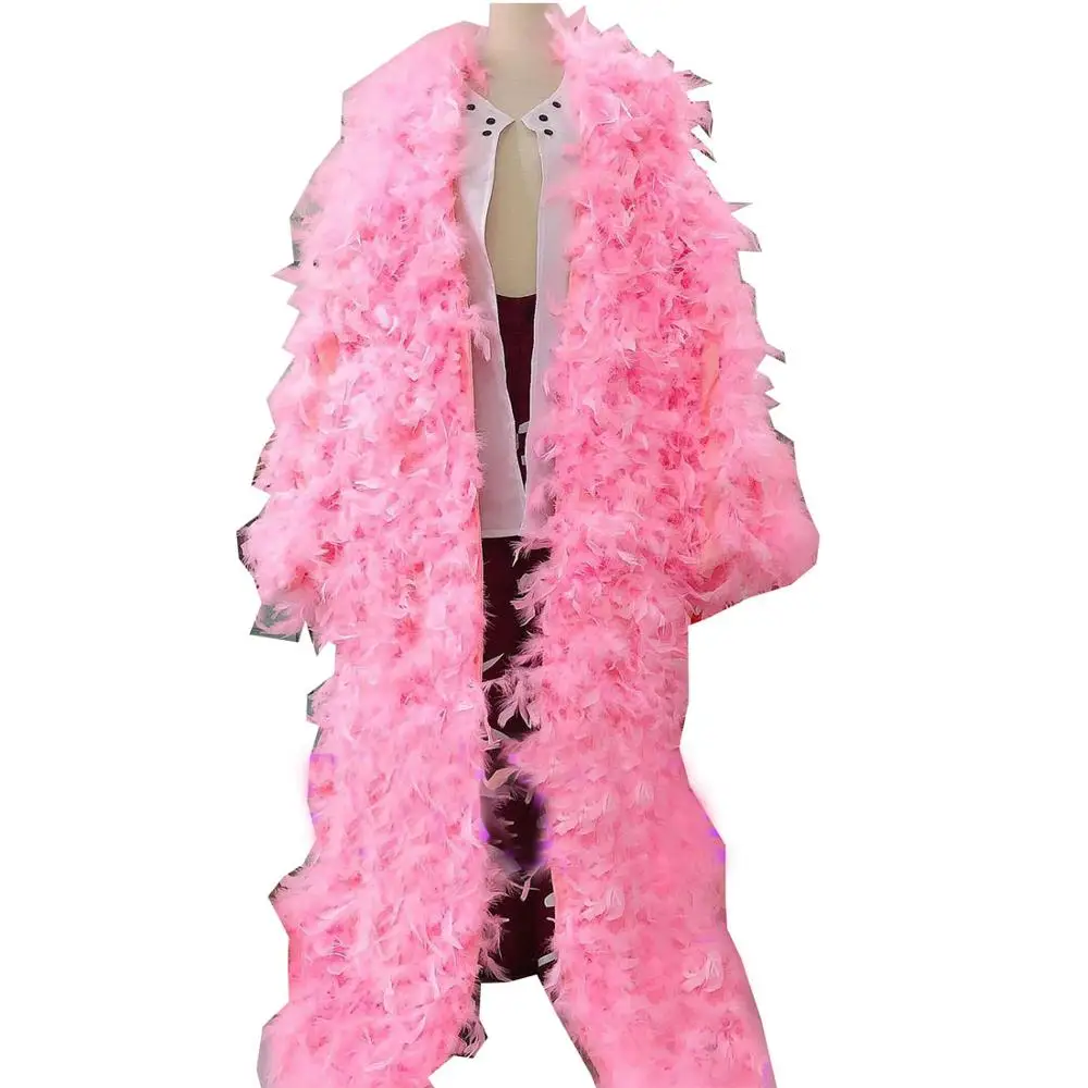 2020 Anime One Piece Joker Donquixote Doflamingo Costume Cosplay Pink Plush Colak Outfit Sunglasses Mens Adult Halloween Carniva