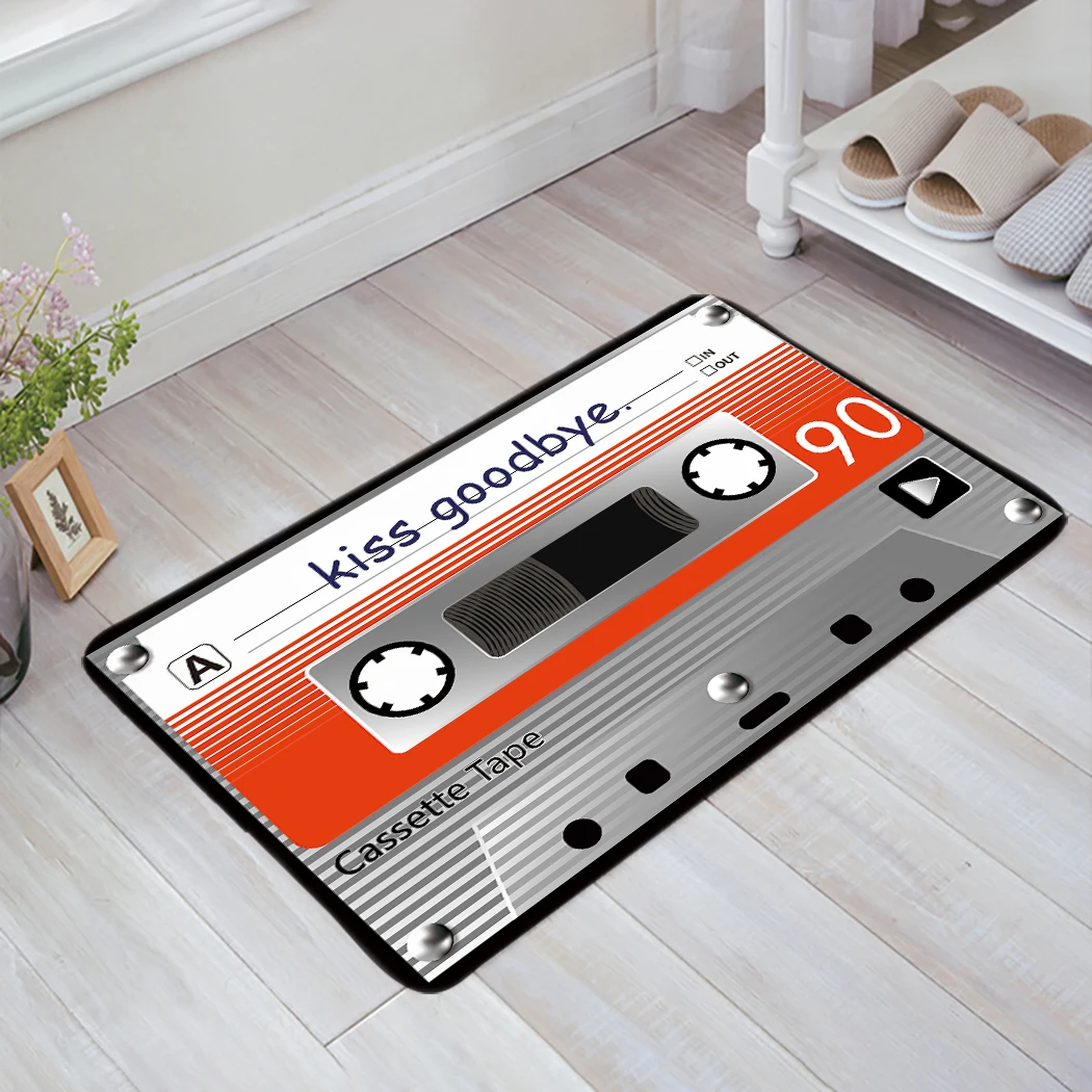 Ретро Кассетная лента поцелуй до свидания оранжевые коврики с принтом