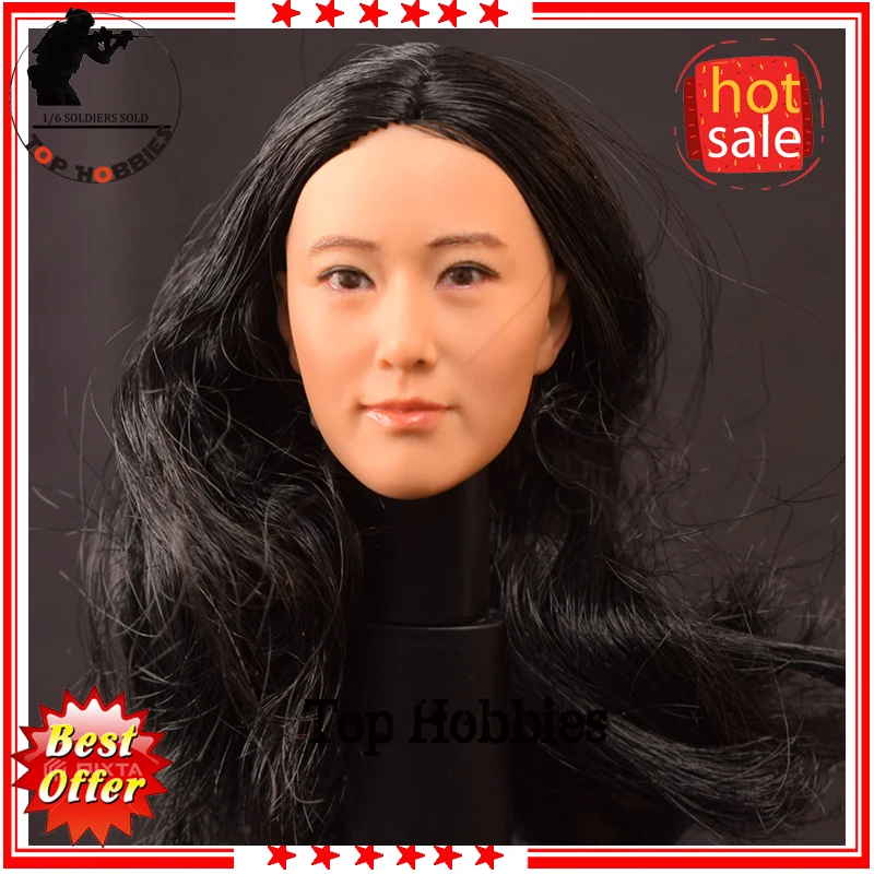 Кумик 1/6 женская голова лепить KM16 13 черные прямые волосы подходят 12 &quotJIAOU DOLL Tbleague