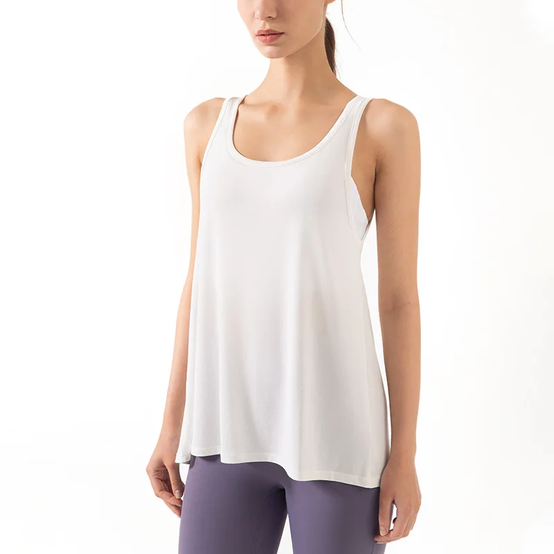 

Back Split Yoga Vest Spring Summer Sleeveless Hollow Out Loose Breathable Quick Dry Running Gym Fitness Workout Sportswear New
