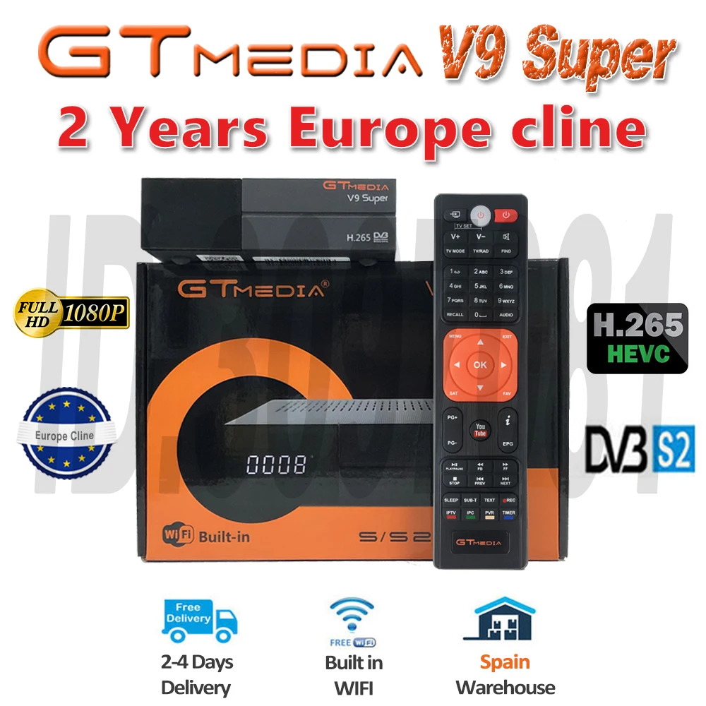 V9 Super Лучший 1080P DVB-S2 GTmedia V9 супер Европа Cline Испания Португалия спутниковый ТВ приемник же GTmedia V8 Nova Freesat V9 супер - Цвет: V9 Super