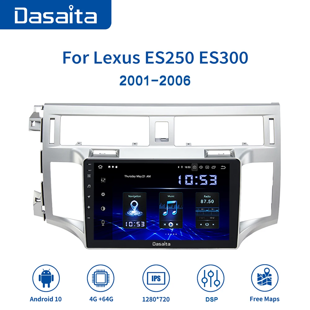 Автомобильный радиоприемник Dasaita 10 2 дюйма USB Android 0 для Toyota Lexus ES250 ES300 ES330 GPS 2001 2002 2007