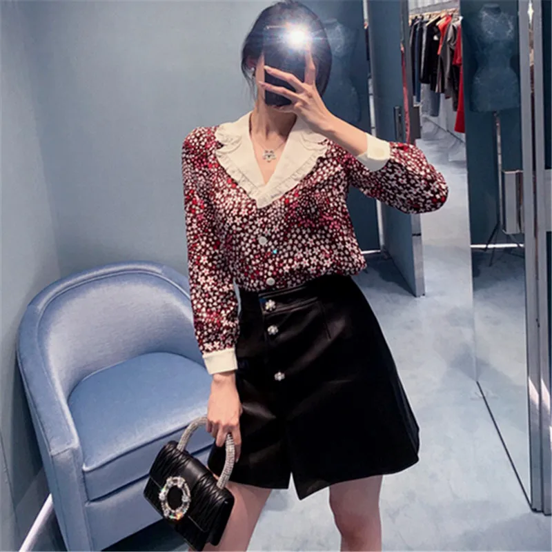 Сезон весна-лето Новинка Женские пальто с длинными рукавами и цветочным узором