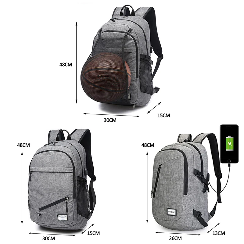 Outdoor Men's Sports Gym Bags Basketball Backpack School Bags For Teenager Boys Soccer Ball Pack Laptop Bag Football Net Gym Bag