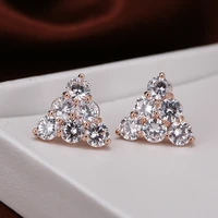 de241 fashion delicacy 4a zircon triangular geometry ear stud girls gift party banquet womens jewelry earrings 2021