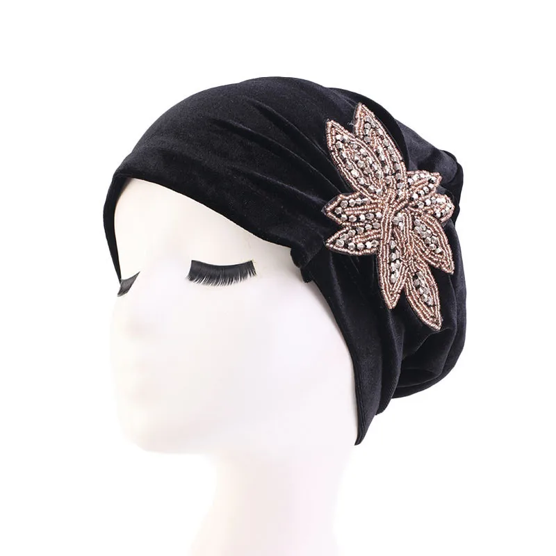 

New Muslim Women velvet Print Flower Turban Hat Cancer Chemotherapy Chemo Beanies Caps Head Wrap Headwear Hair Accessories