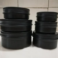 101530506080100150g refillable box black empty round aluminum box metal tin cans cosmetic cream diy jar tea aluminum pot