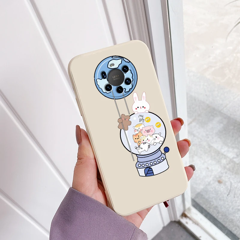 

Huawei Mate 40 Pro Plus Case Cute Cartoon Moon Space Pattern Soft TPU Camera Full Protective Phone Funda Coque Mate40 Mate30