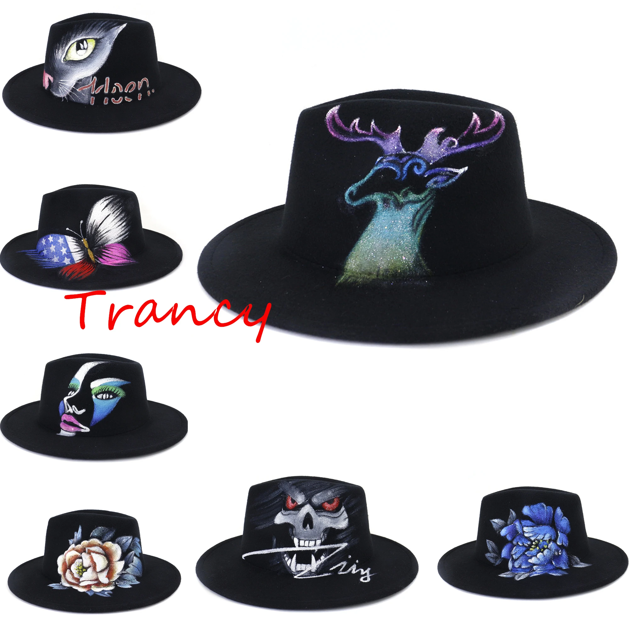 Фетровая шляпа фетровая с ручной росписью для женщин церкви женская в британском