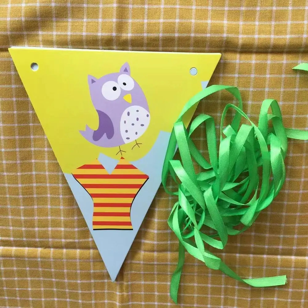 1pcs flag 12 детей красочные милые Джунгли животных тематический набор посуды День Рождения украшения для детей мальчиков девочек день рождения подарок - Цвет: 1pcs flag