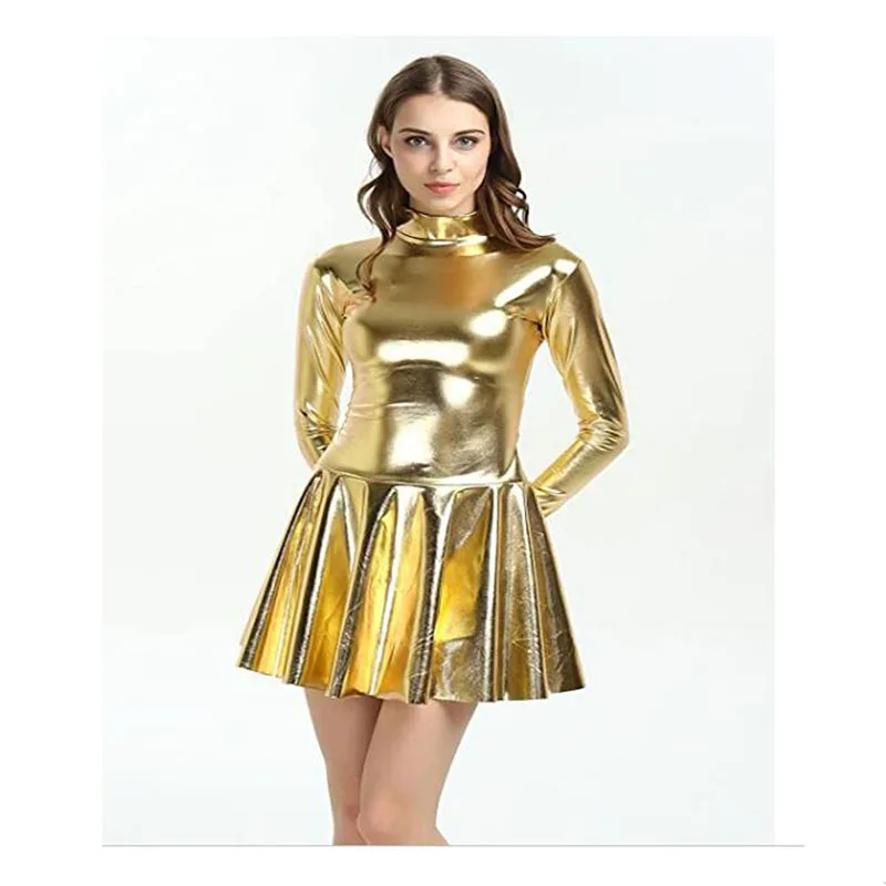 Женское платье-водолазка с длинным рукавом плиссированное платье-трапеция