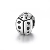 stainless steel ladybird bead polished 5mm hole metal european beads animal charms for diy jewelry making accessories