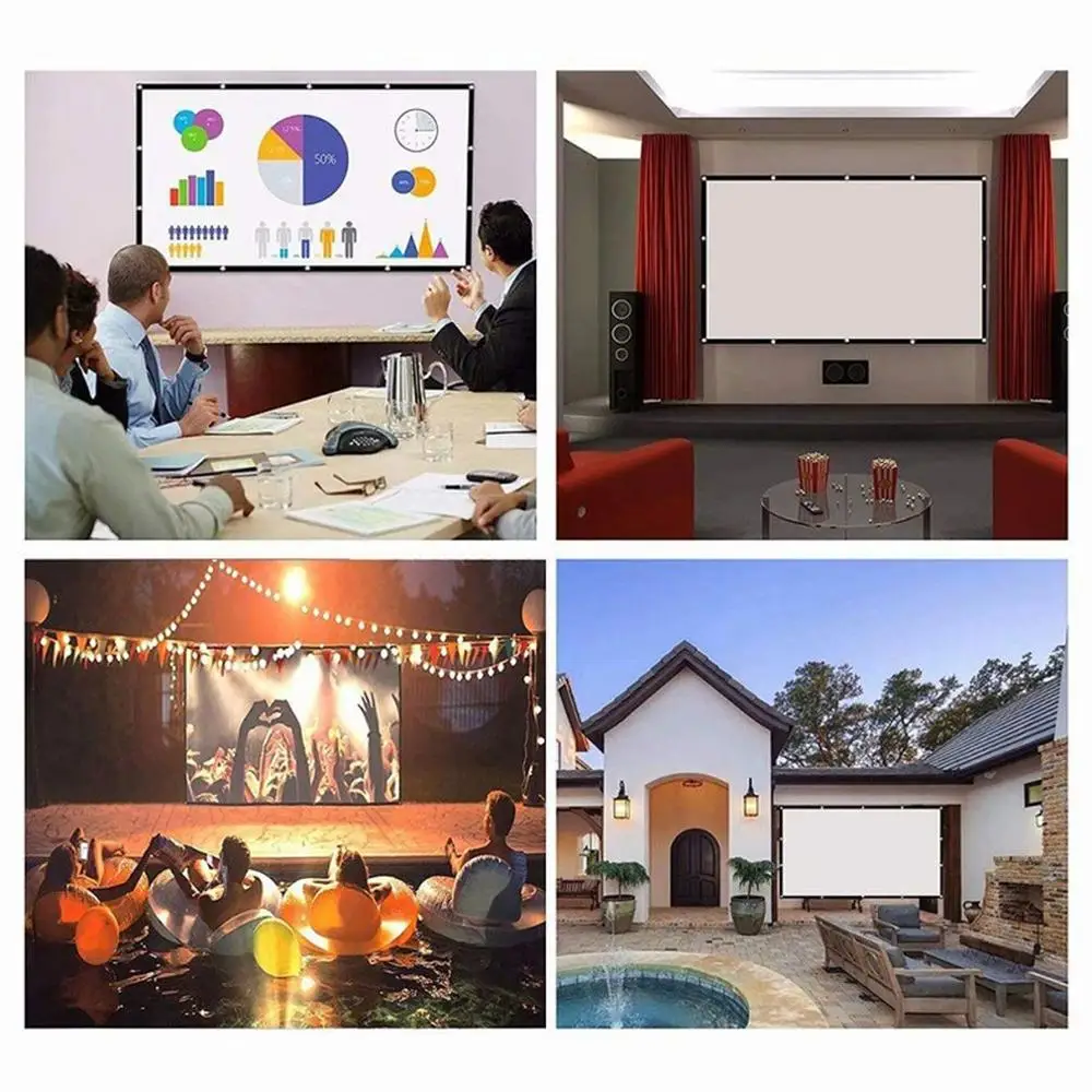 

Projector Simple Curtain Folding Soft HD Projector Screen 84/100/120/150inch 3D Projection Movies Screen For Office Home Theater